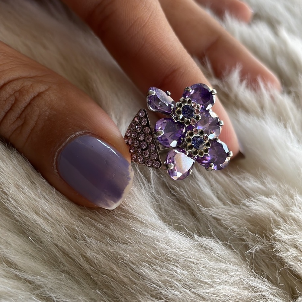 Lavender Gem Butterfly Adjustable Ring - Picture 5 of 8